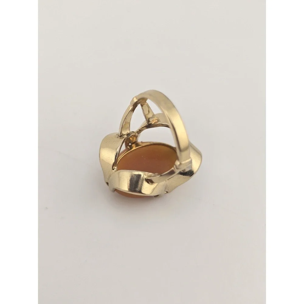 Vintage Vargas Left Facing Cameo 18k HGE Gold Plated Ring - Size 4 - Signed